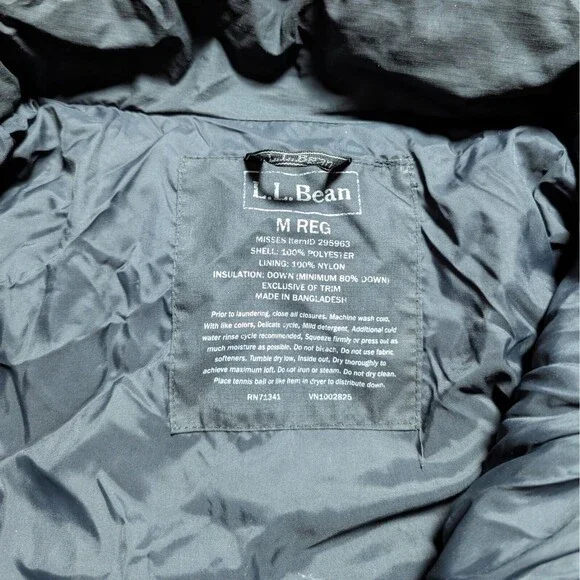 LL Bean Mountain Classic Down Parka Hooded Jacket Women M Downtek Pertex Puffer